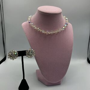 Vintage AB heavy good quality glass Laguna Austria necklace and earring set